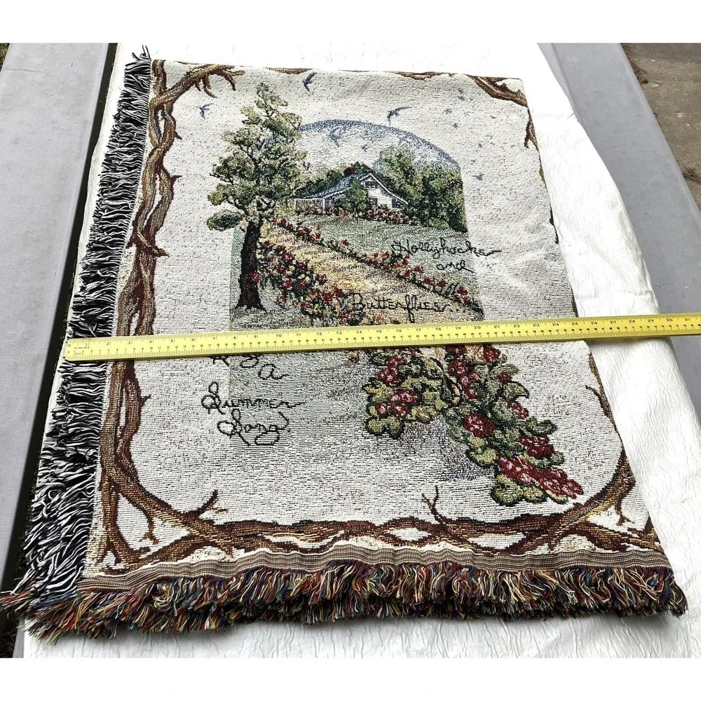 Vtg 1998 Winter Christmas Spring Summer Autumn Season Tapestry Throw Blanket NOS